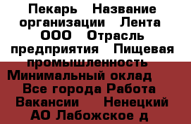 Пекарь › Название организации ­ Лента, ООО › Отрасль предприятия ­ Пищевая промышленность › Минимальный оклад ­ 1 - Все города Работа » Вакансии   . Ненецкий АО,Лабожское д.